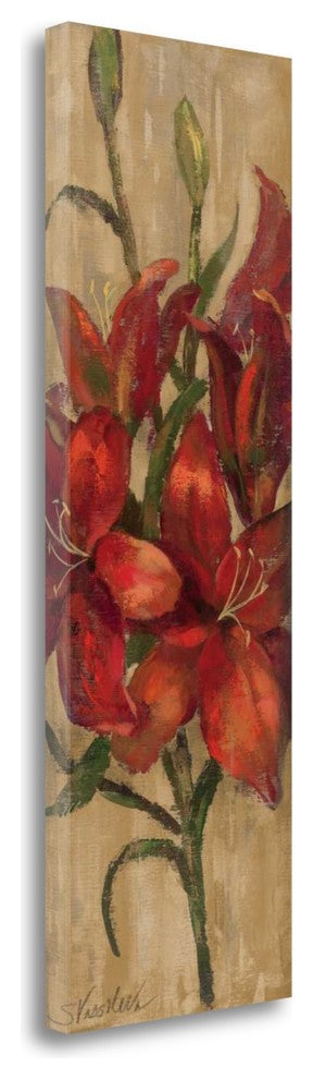 "Vivid Red Lily On Gold" By Silvia Vassileva, Giclee on Gallery Wrap Canvas