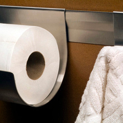 Toilet Paper Bin w/ no show wall rail, Stainless Steel, sterile