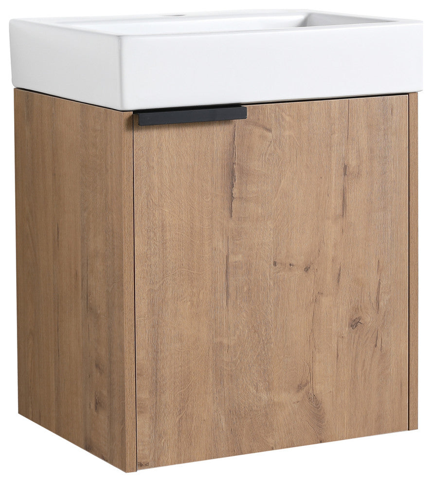Wall-Mounted Bath Vanity, Ceramic Top and Basin