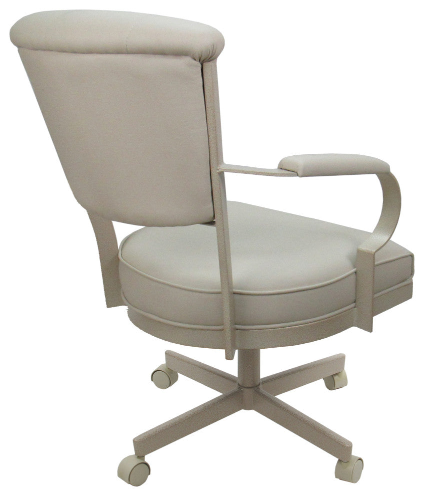 Set of 4, Miami Swivel Metal Caster Chairs, Reading Base, Beige Vinyl, Beige