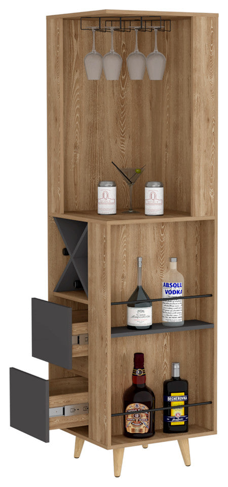 Corner Bar Cabinet Caguas, Living Room, Pine / Matt Gray