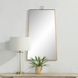 Ariadne 42" Tall Rectangular Mirror, Burnished Brass