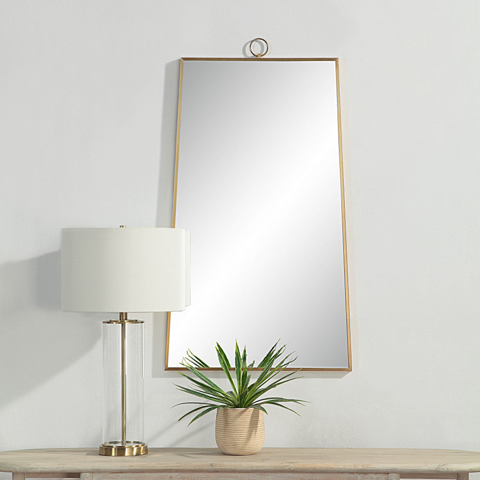 Ariadne 42" Tall Rectangular Mirror, Burnished Brass