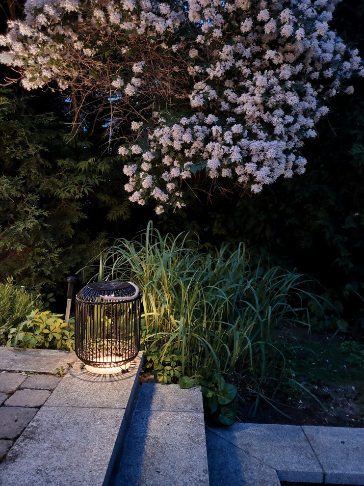 Tulum 11 x 15 in. Solar LED Outdoor Patio Lamp-Black