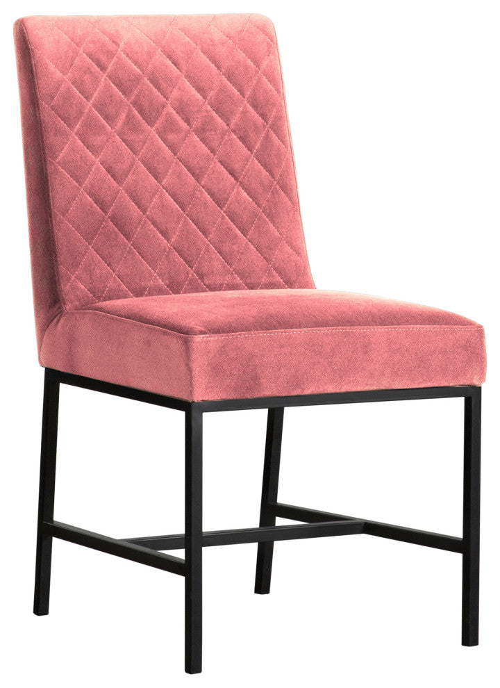 Napoli Pink Velvet and Black Leg Accent Dining Chair- Set of 2