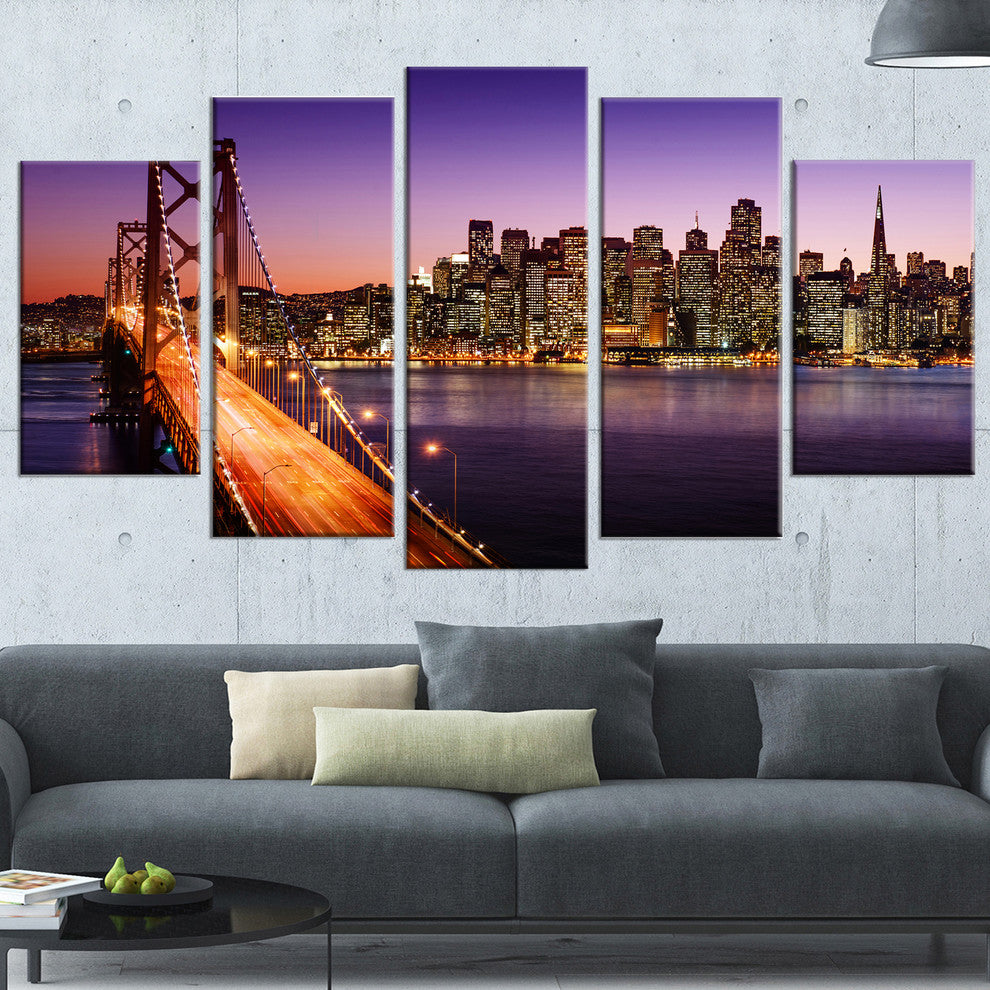 "San Francisco Skyline and Bay Bridge" Wall Art, 5-Panels, 60"x32"