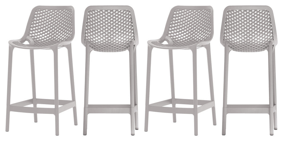 Mykonos Outdoor Patio Stool (Set of 4), Grey