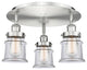 Canton-3 Light 17" Flush Mount-Satin Nickel, Clear Glass Shade