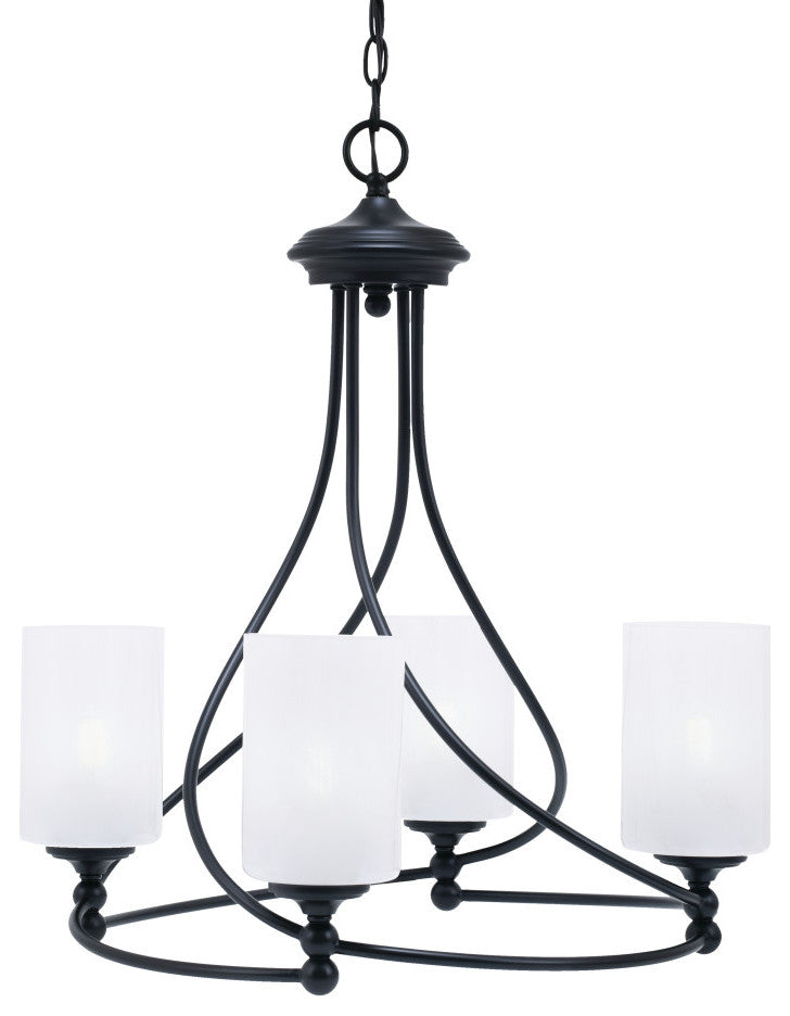 Capri 4-Light Chandelier, Matte Black/White Marble