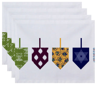 Decorative Holiday Placemat Geometric, Set of 4, White