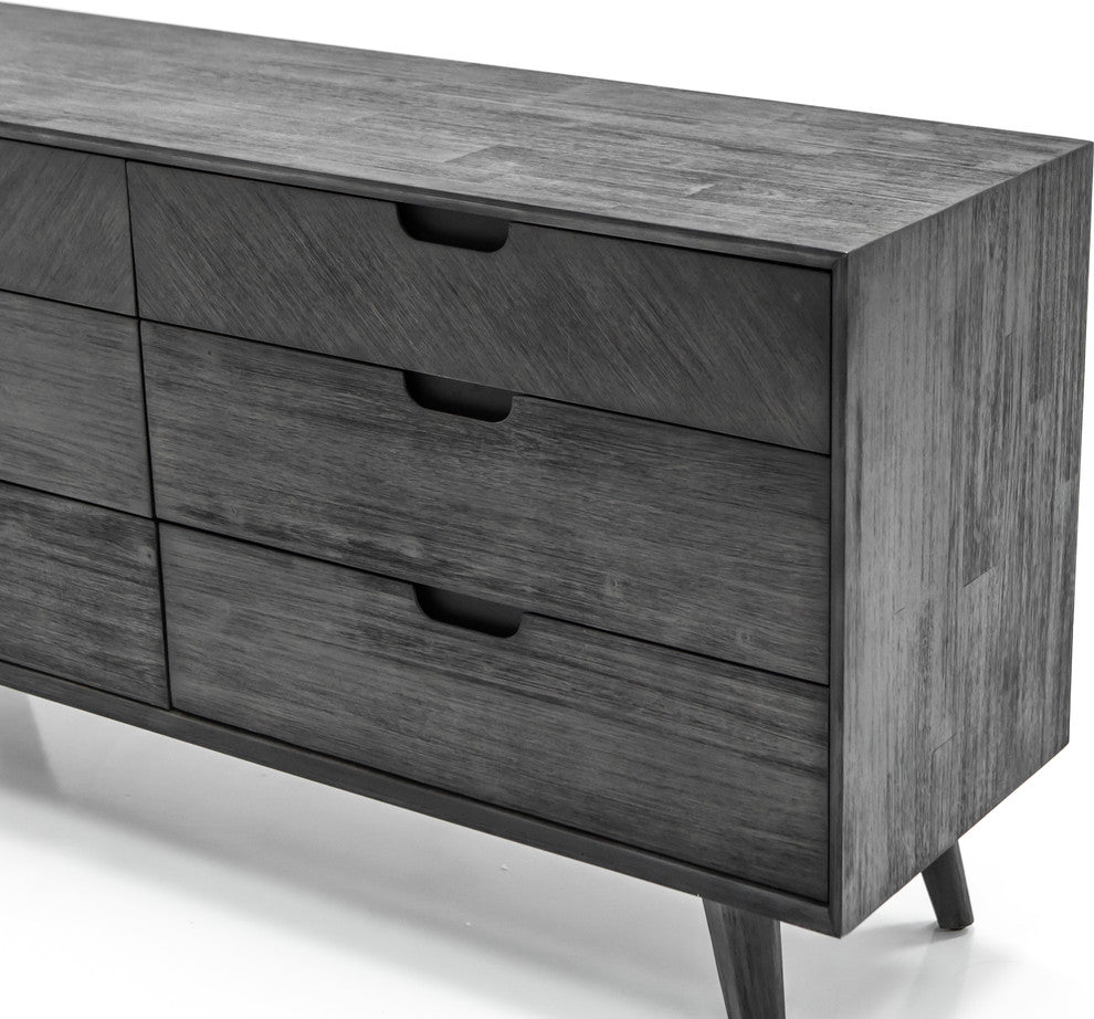 Mohave Mid-Century Tundra Gray Acacia 6 Drawer Dresser
