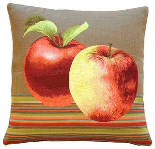 Pillow Decor - Fresh Apples on Brown 19 x 19 Throw Pillow
