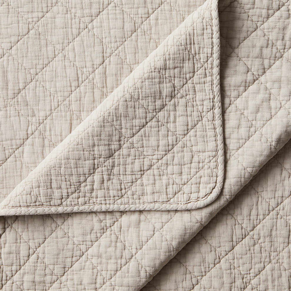 Stonewashed Cotton Gauze Quilt Set, 3PC, Sable, King