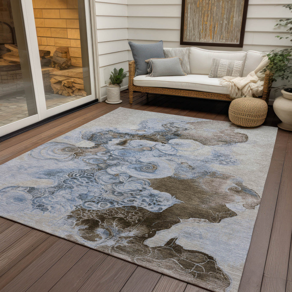 Machine Washable Indoor/Outdoor Chantille ACN1860 Taupe 10' x 14' Rug