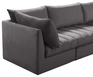 Jacob Velvet Upholstered 5-Piece L-Shaped Modular Sectional, Grey