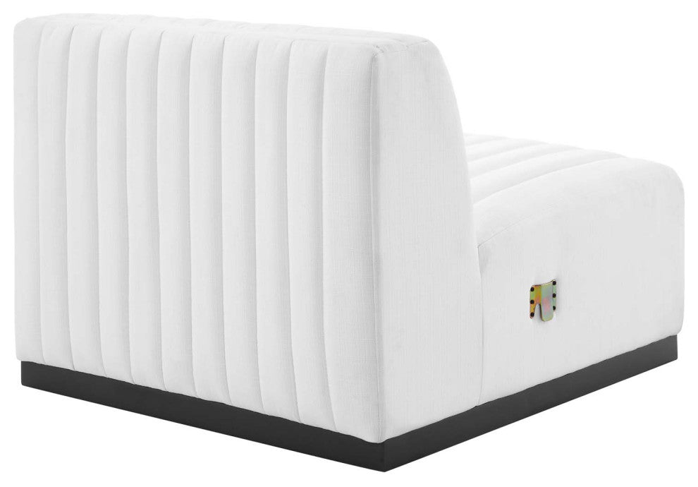 Conjure Channel Tufted Upholstered Fabric 4-Piece Sofa, Black White