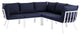 Riverside 5 Piece Outdoor Patio Aluminum Sectional - White Navy