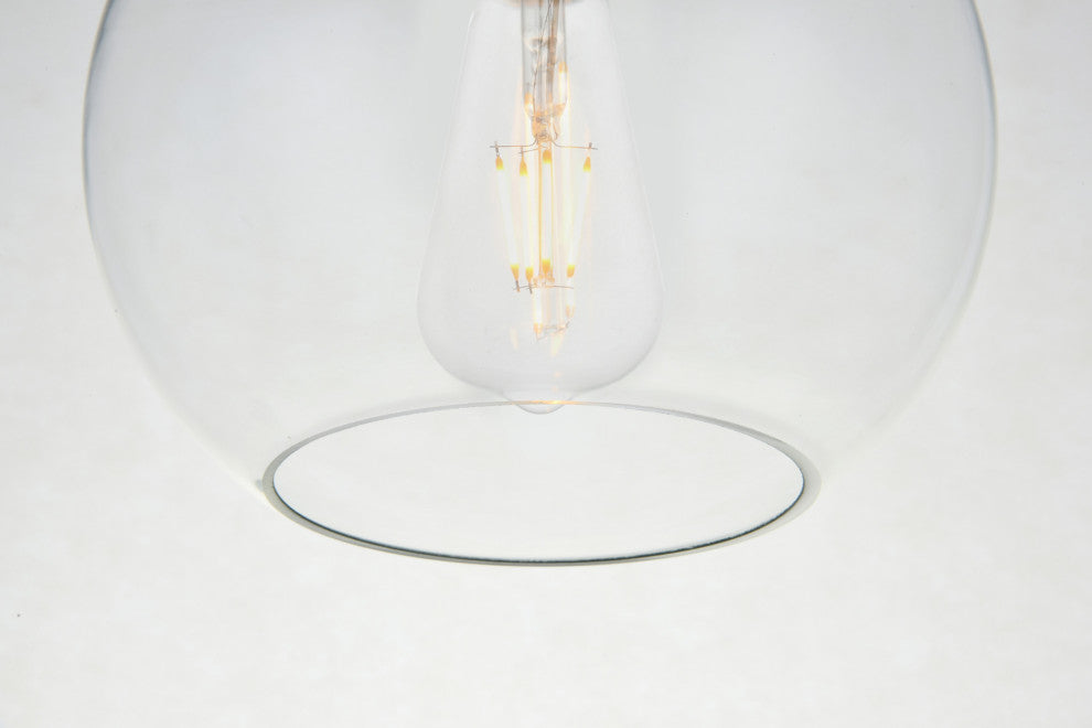 Elegant Lighting LD2204 Baxter 8"W Semi-flush Globe Ceiling - Brass / Clear