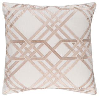 Surya Pagoda Metallic Gold Pillow Shell With Down Insert 18"H X 18"W