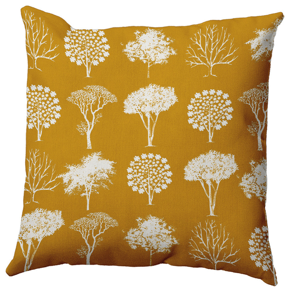 16" x 16" Field of Trees Decorative Throw Pillow, Autumn Gold