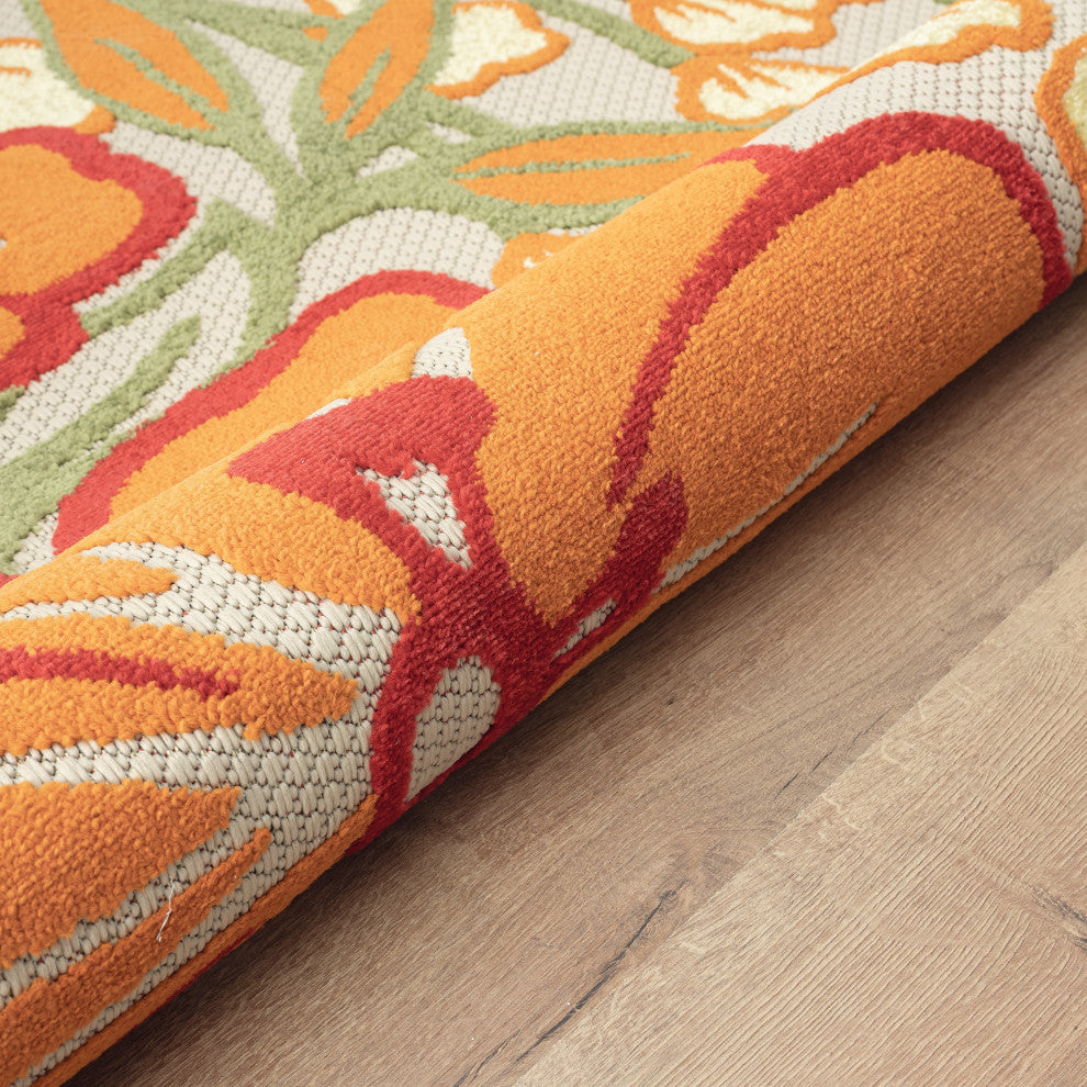 Mahalo Hibiscus Floral High-Low Indoor Outdoor Area Rug - 5' x 8'