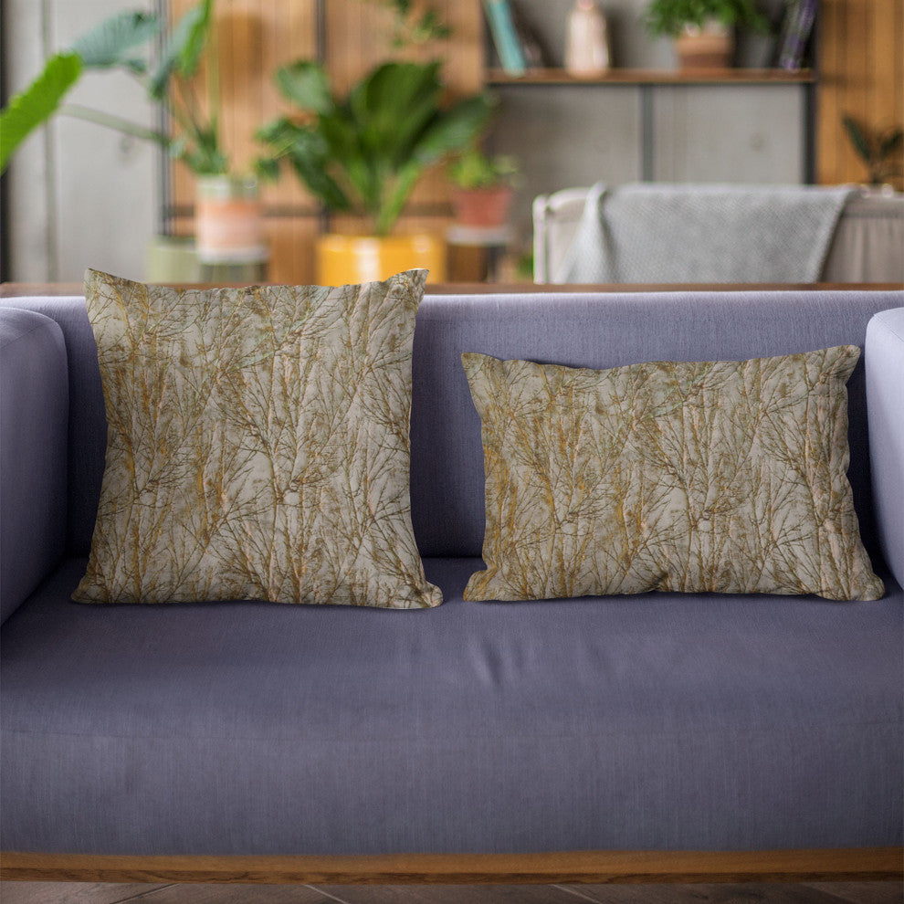 Patina Yarns Shiny Fabric With Twig Pattern Luxury Throw Pillow, 12"x20"