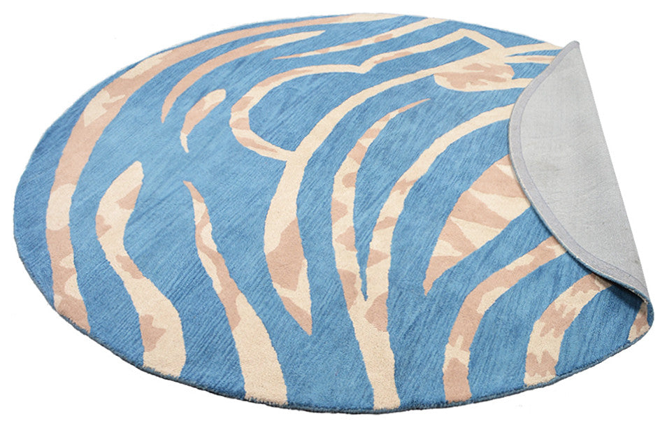 HAND TUFTED WOOL ECO-FRIENDLY AREA RUGS - Round,Blue,Contemporary