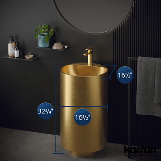 Karran Cinox Stainless Steel Round Pedestal Sink, Gold