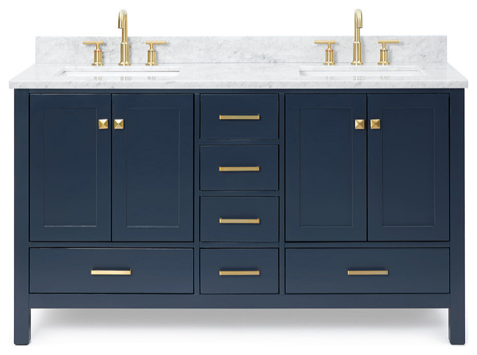 ARIEL Cambridge 61" Rectangle Sinks Bath Vanity Carrara Marble