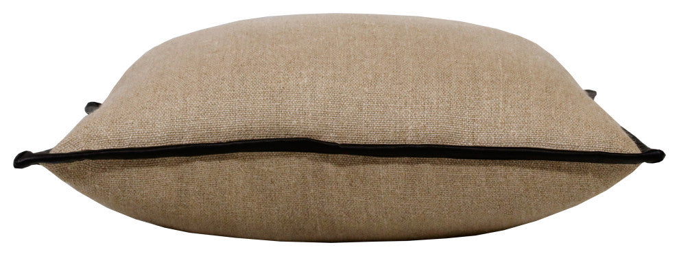 Estate Hand-Woven Black Farmhouse Linen Throw Pillow