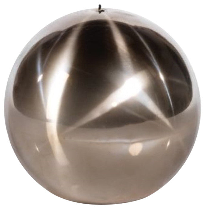 6" Tall Candle, Ball Shaped, Titanium Gold