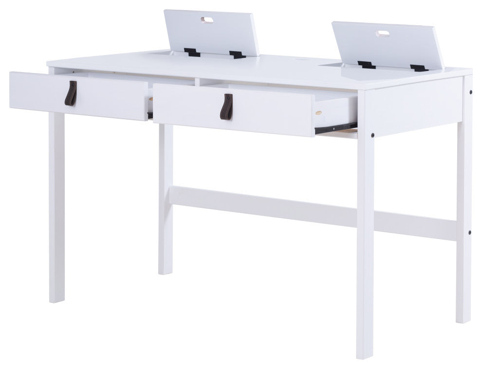 Memomad Bali Home Office Solid Wood Desk with Drawers (Off-White)
