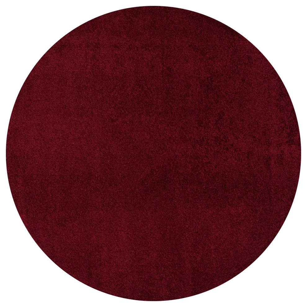 Haze Solid Low-Pile Dark Red 8' Round Area Rug
