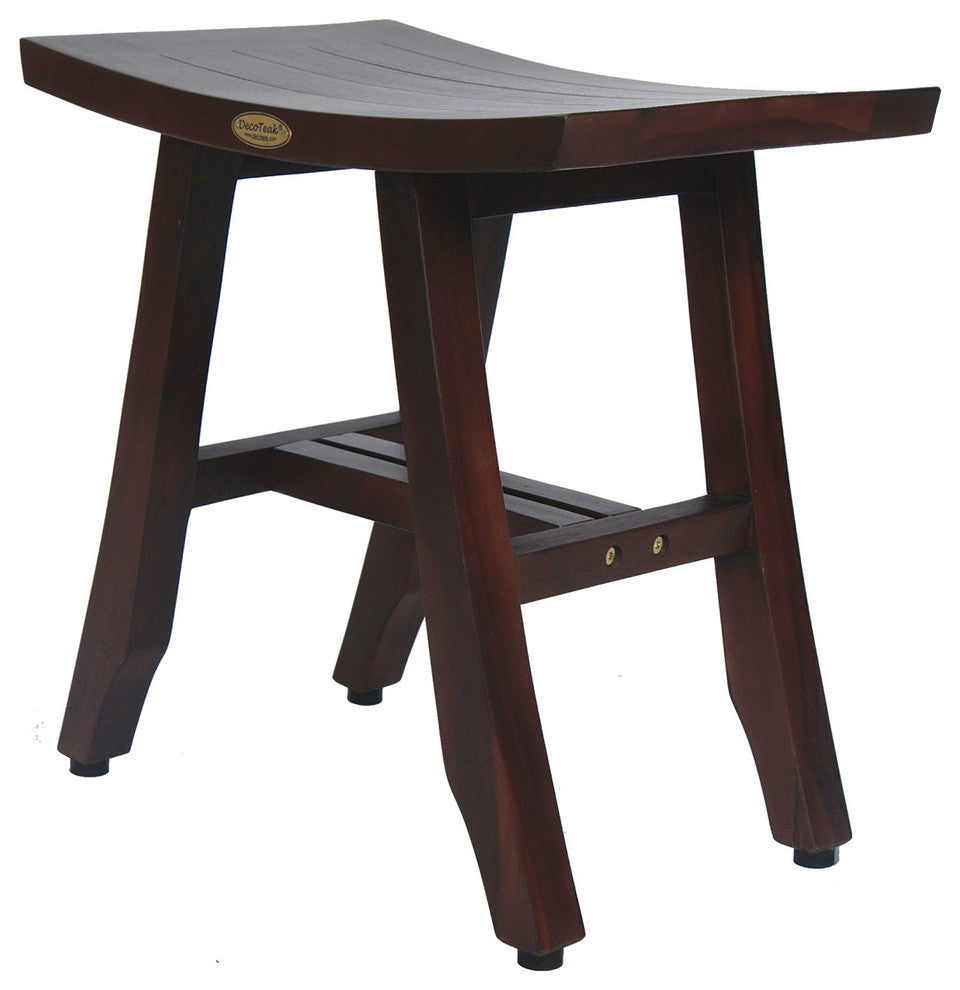 Patented Satori Eastern Style Teak Shower Stools, Without Shelf, 18"