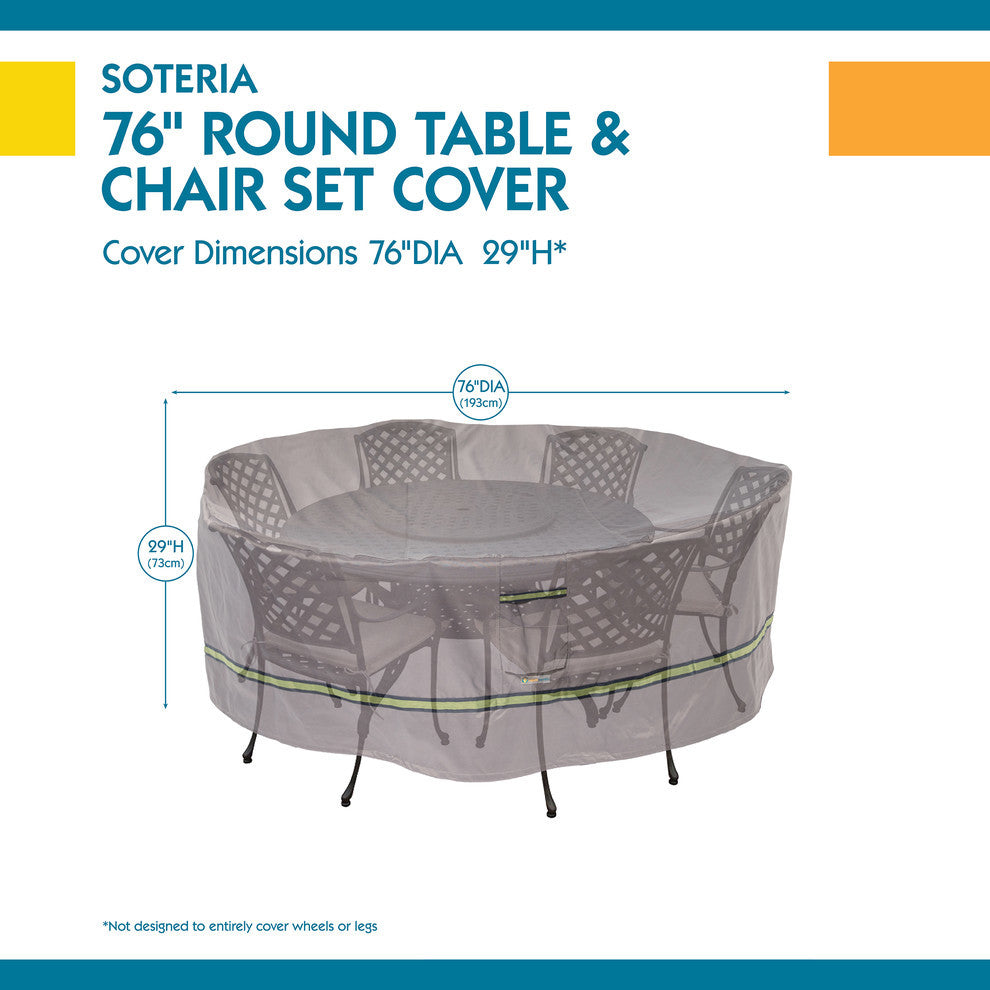 Duck Covers Soteria RainProof 76 in. Round Patio Table with Chairs Cover