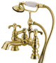 Kingston Brass 7" Deck Mount Tub Faucet With Hand Shower, Polished Brass