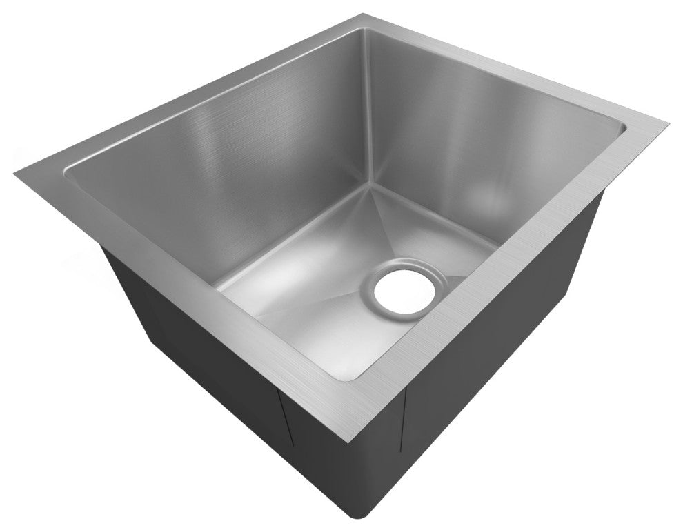 Sinber Single Bowl Kitchen Sink with 304 Stainless Steel Satin Finish, 15"x17", Undermount