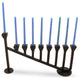 Blacksmith Handmade 9 Branch Iron Hanukkah Menorah Candle Holder