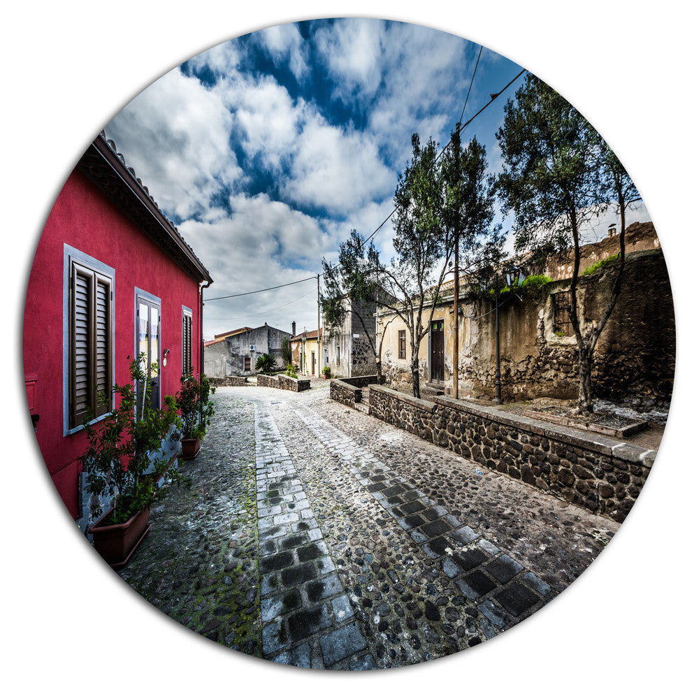 Beautiful Milis Street Sardinia, Landscape Round Wall Art, 38"