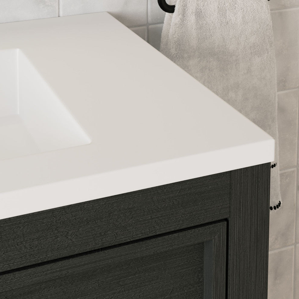 The Shiloh Bathroom Vanity, Charcoal Oak, 36", Single Sink, Freestanding