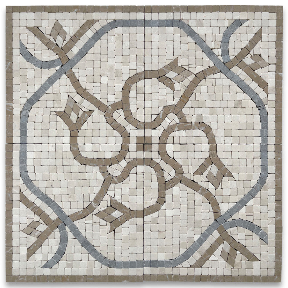 Marble Mosaic Border Decorative Tile Carina Beige 7.5x7.5 Tumbled, 1 piece