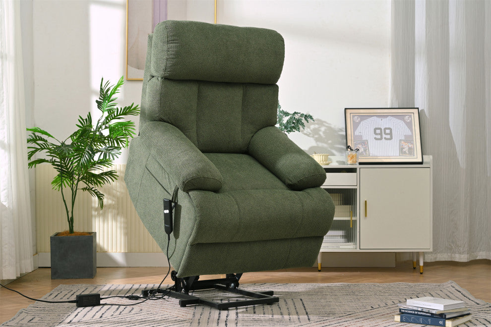 GDF Studio Oversized Power Lift Recliner Chair for Seniors, Remote Control, Dark Green