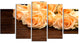 Roses on Wooden Surface Photo, Large Floral Canvas Art Print, 60"x32", 5 Panels