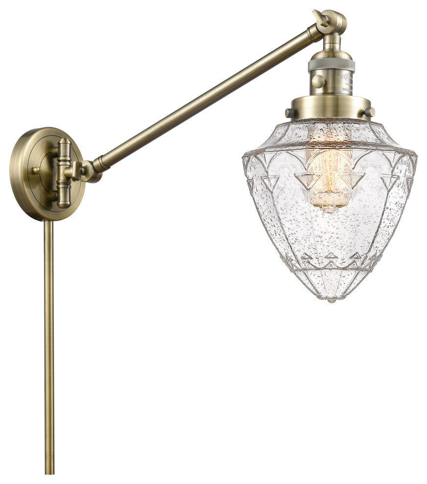 Innovations 237-AB-G664-7-LED 1 Light Swing Arm, Switch, Antique Brass