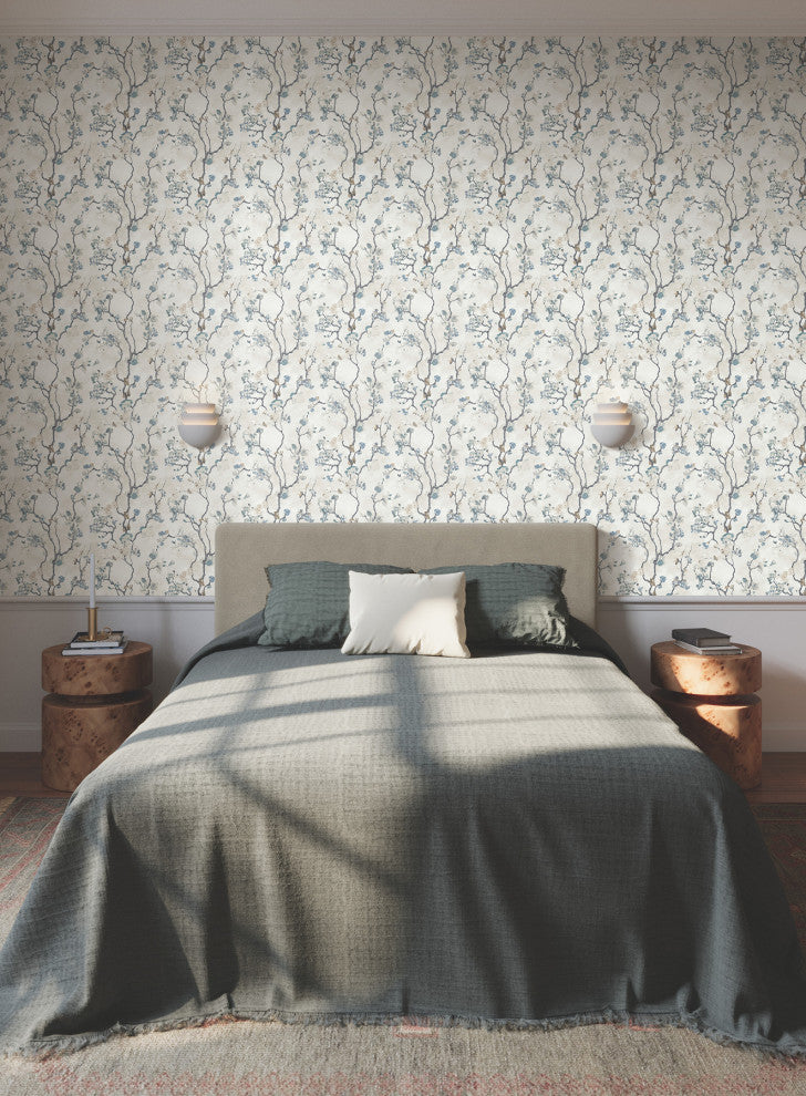 Avril Chinoiserie Peacock Wallpaper