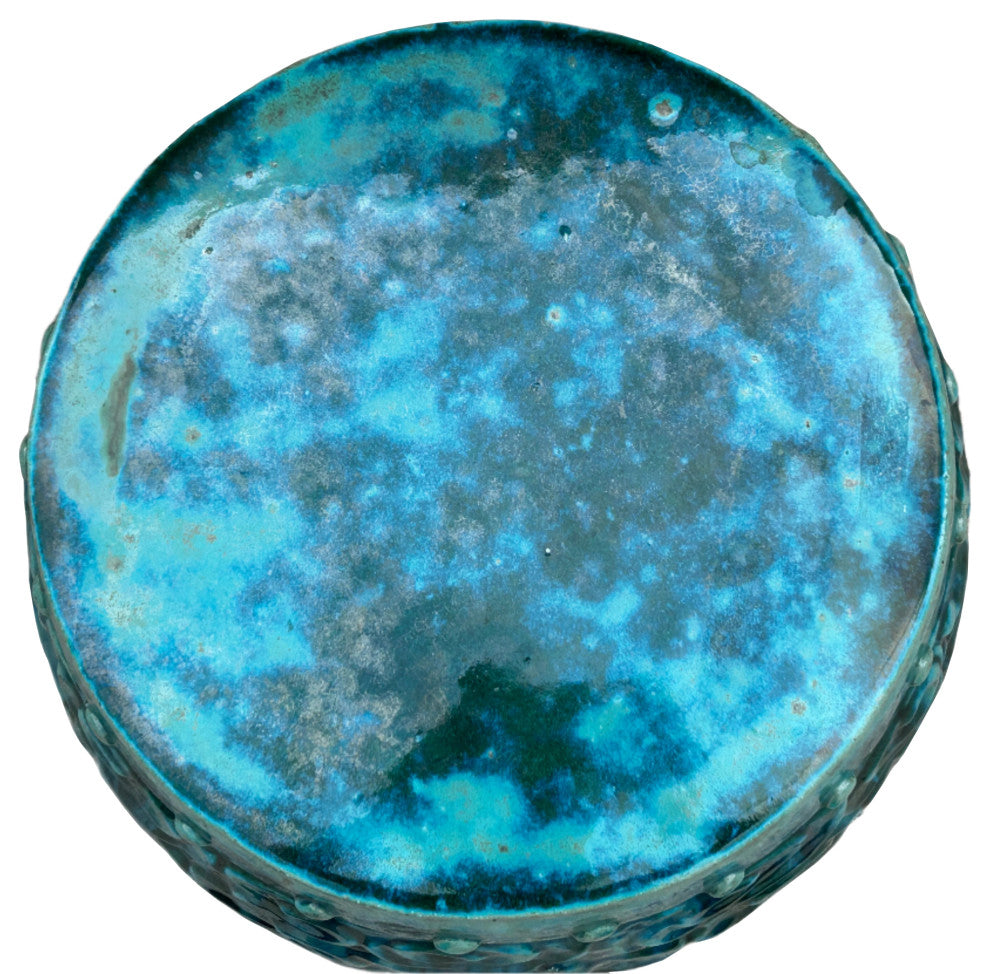 Green Teal Turquoise Swirl Cloud Pattern Round Ceramic Stool Table Hws4577