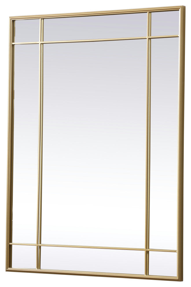 French Panel Wall Mirror 30x40", Brass