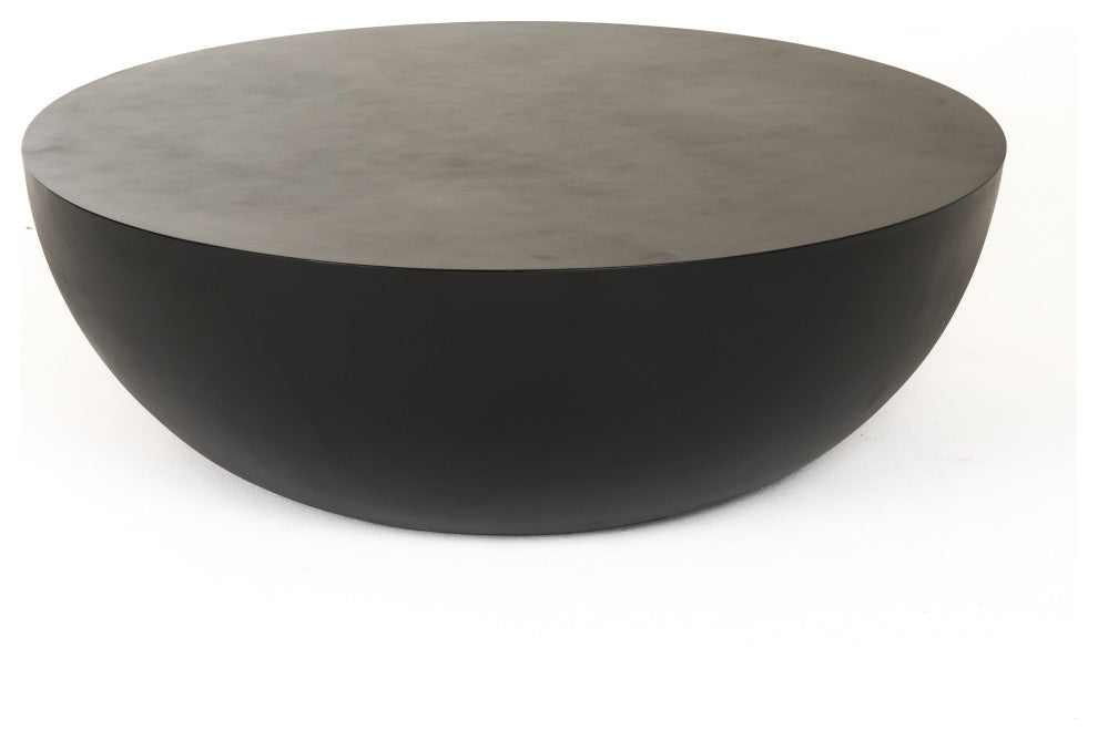 Modrest Bronte Modern Black Concrete Round Coffee Table