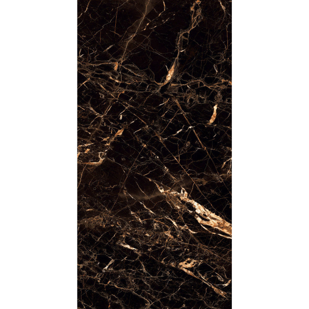Portoro Gold Golden Black High Glossy Tile, 48x48