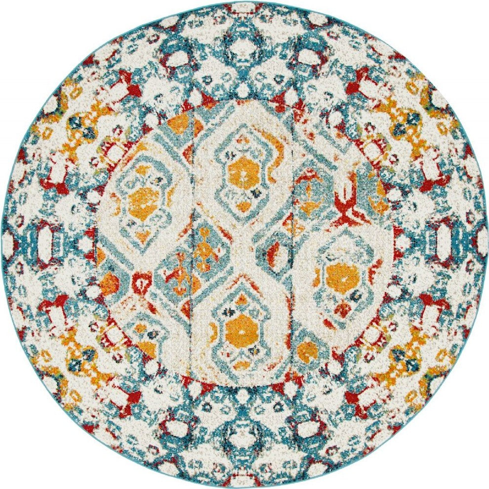 Transitional Bianco 8' Round Rainbow Area Rug
